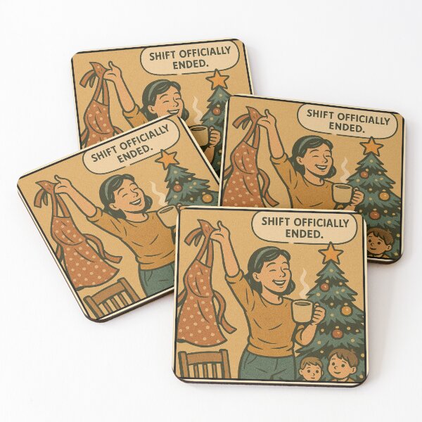 Item preview, Cozy Christmas Humor – Shift Officially Ended – Gift for Mom • Retro Comics • Vintage Halftone designed and sold by JacobKAurumhead.