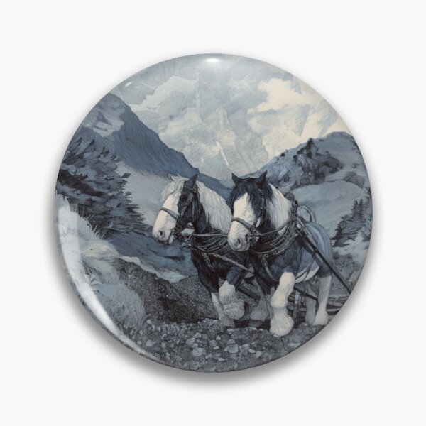 Item preview, A pair of Shire horses pulling a plough across a rugged field Horses in Motion designed and sold by CDC40.