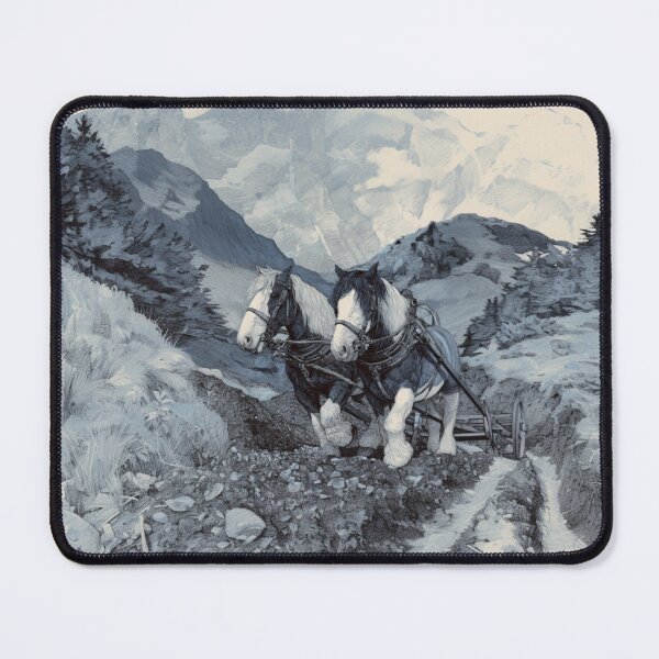 Item preview, A pair of Shire horses pulling a plough across a rugged field Horses in Motion designed and sold by CDC40.