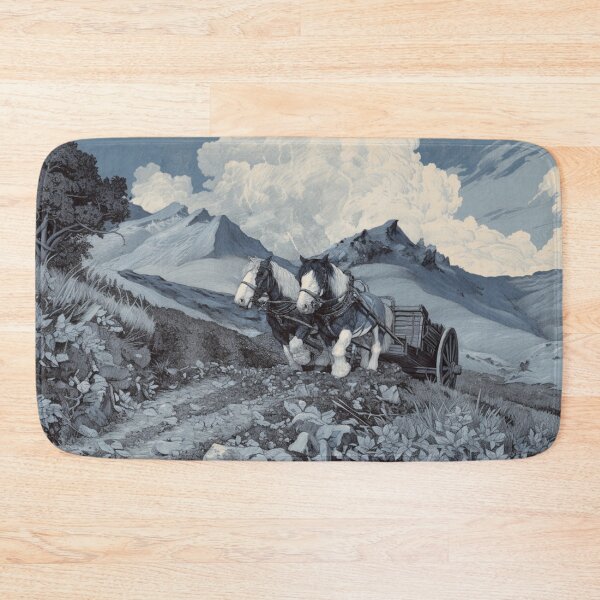Item preview, A pair of Shire horses pulling a plough across a rugged field Horses in Motion designed and sold by CDC40.