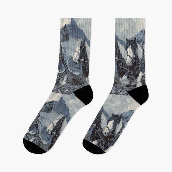 Item preview, A pair of Shire horses pulling a plough across a rugged field Horses in Motion designed and sold by CDC40.
