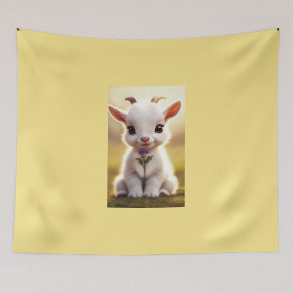 Item preview,  Goat with Flower — Whimsical Animal Portrait designed and sold by Felia001.