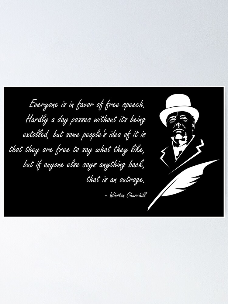 Poster Citation De Discours Libre Winston Churchill Blanc Inverse Par Vvetra Redbubble