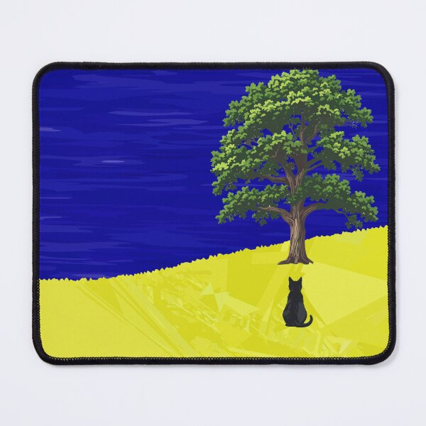 Item preview, Midnight Serenity: Black Cat, Starry Night Sky, and Golden Hill Tree Art Print designed and sold by DeeLulu.