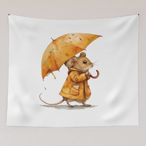 Item preview, Mouse in Raincoat with Umbrella designed and sold by Liededrom..