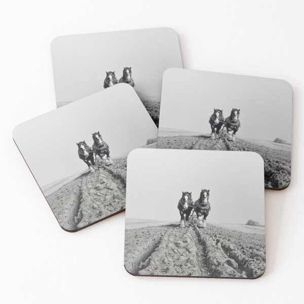 Item preview, A pair of Shire horses pulling a plough across a rugged field Horses in Motion designed and sold by CDC40.