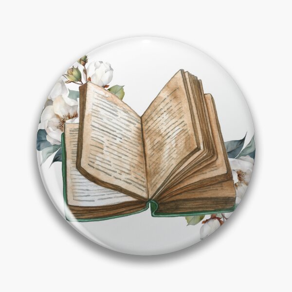 Artikelvorschau, Vintage-Buch & florale Ästhetik – Illustration im Cottagecore-Stil zum Thema Lesen entworfen und verkauft von RainyReads.