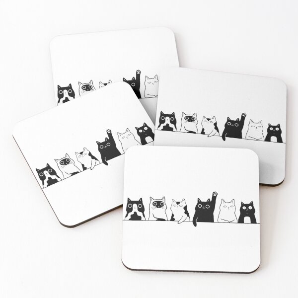 Item preview, Cute Cats Sticker – Minimalist Black and White Cats designed and sold by lea-lani.
