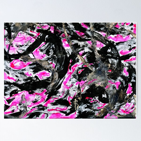 Item preview, Abstract In Black, Pink and Silver designed and sold by LymphomaLass.