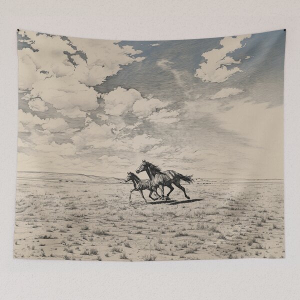 Item preview, A Mustang mare and her foal running freely across an open plain Horses in Motion designed and sold by CDC40.