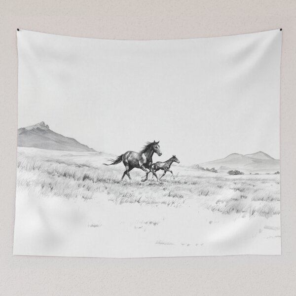 Item preview, A Mustang mare and her foal running freely across an open plain Horses in Motion designed and sold by CDC40.