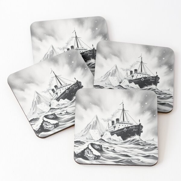 Item preview, Titanic Hitting Iceberg - Dramatic Black and White Art designed and sold by EllDAV777.