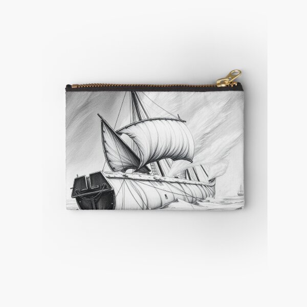 Item preview, Viking Longship in Storm - Epic Black and White Art designed and sold by EllDAV777.