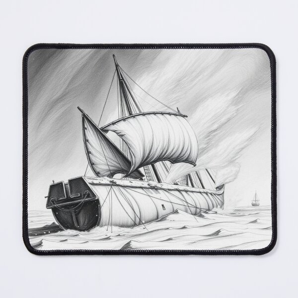 Item preview, Viking Longship in Storm - Epic Black and White Art designed and sold by EllDAV777.