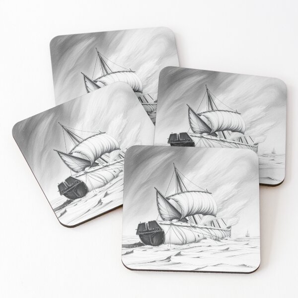 Item preview, Viking Longship in Storm - Epic Black and White Art designed and sold by EllDAV777.