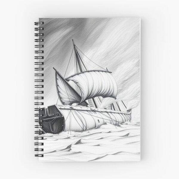 Item preview, Viking Longship in Storm - Epic Black and White Art designed and sold by EllDAV777.