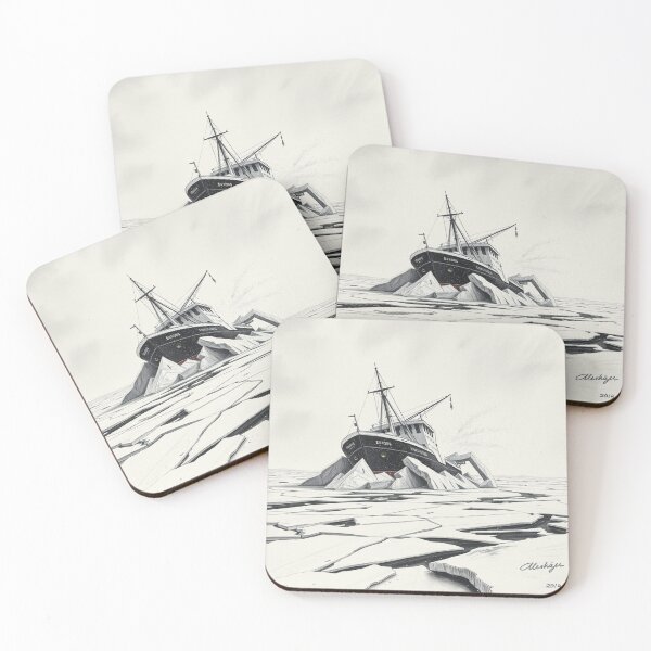 Item preview, Arctic Shipwreck Iceberg - Pencil Drawing Art Print designed and sold by EllDAV777.