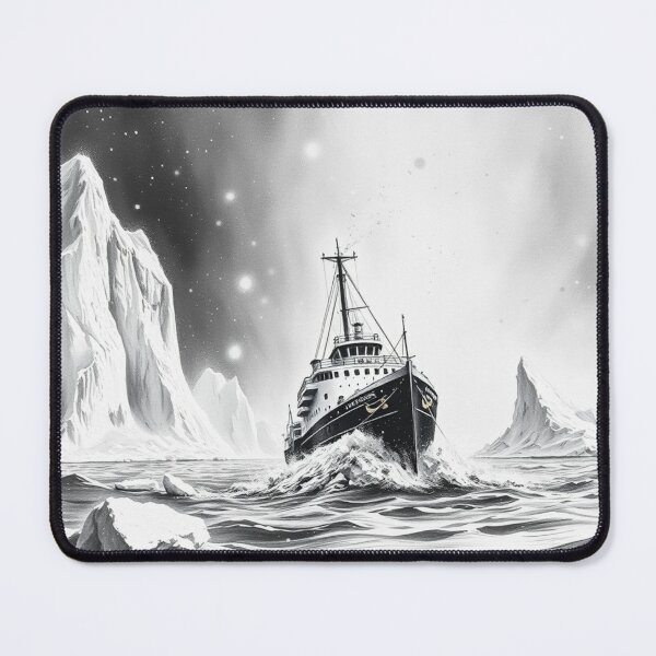 Item preview, Vintage Arctic Ship Iceberg Night - Black and White Art designed and sold by EllDAV777.