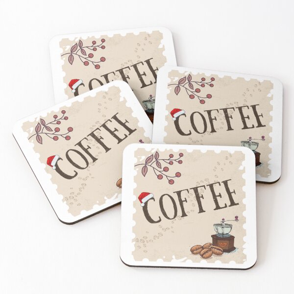 Item preview, Vintage Christmas Coffee Art – Holiday Coffee Grinder & Beans Illustration designed and sold by MiniBabyArt.