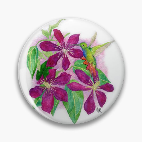 Item preview, Green Breasted Mango Humminbird ith Clematis designed and sold by Jesus Vichareli.