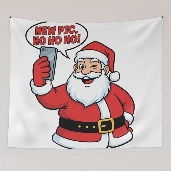 Item preview, Pop Art Santa Claus Selfie Sticker | 'New Pic, Ho, Ho, Ho!' Christmas Humor designed and sold by Thaliandra.
