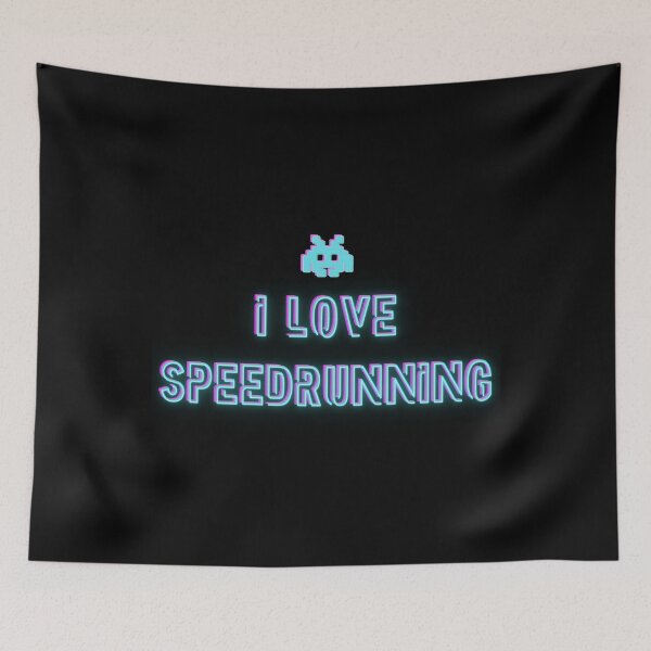 Item preview, Cyan Retro Icon “I Love Speedrunning” Glowing Text Design designed and sold by PHRASEandSTYLE.