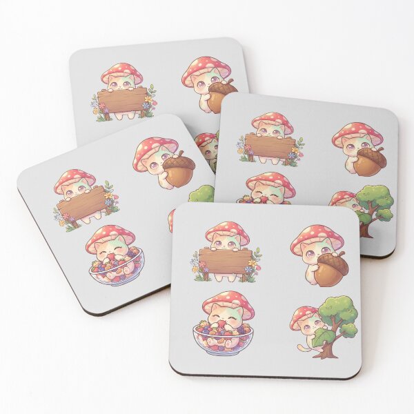 Item preview, “Purple Kawaii Cat with Mushroom Nest Hat – Magical Plant Lover” designed and sold by Eman4design.