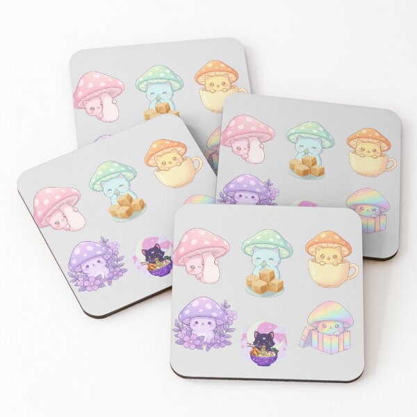 Item preview, “Purple Kawaii Cat with Mushroom Nest Hat – Magical Plant Lover” designed and sold by Eman4design.
