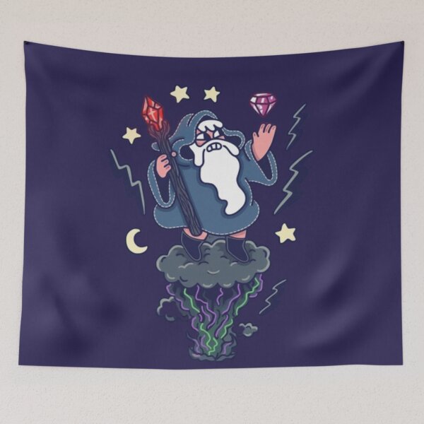 Item preview, Comic Sorcerer Wizard, Crystal, Diamond and Magic Cloud designed and sold by ArtPandax.
