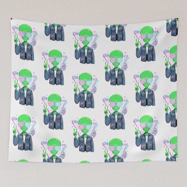 Item preview, Cool Retro Alien with Shutter Shades – Peace Sign 80s Sticker designed and sold by LIGHT-CANVAS.