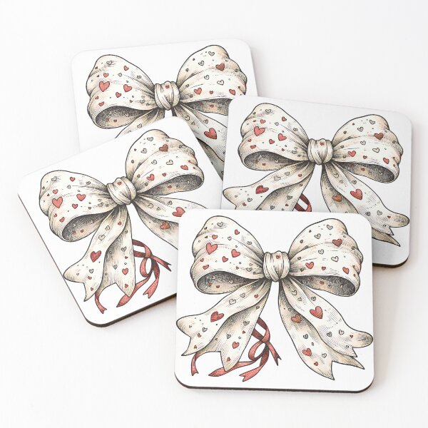 Item preview, Hand-Drawn Heart Bow Illustration on Red Background designed and sold by schoolarts.