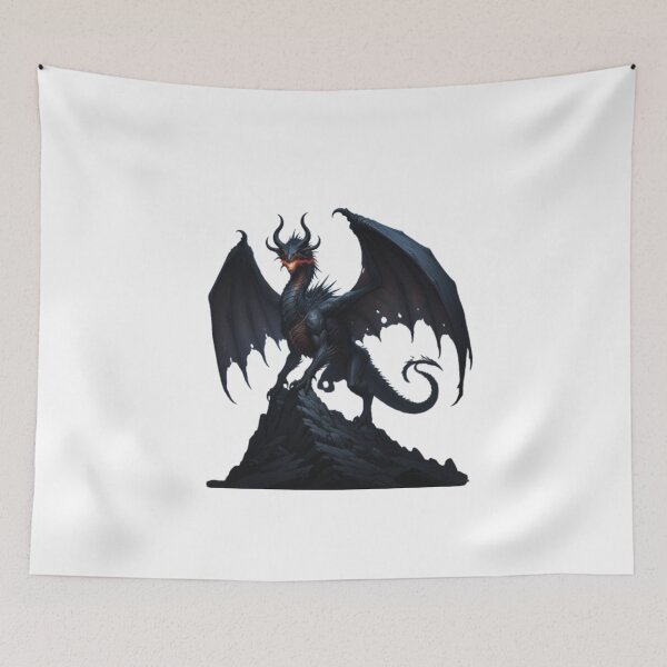 Item preview, Dark Fantasy Black Dragon Illustration designed and sold by TFM-Fashion.