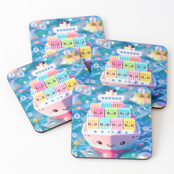Item preview, Cute Kawaii Container Ship Rainbow Cargo Friends Pastel Art designed and sold by NordseeSteel.