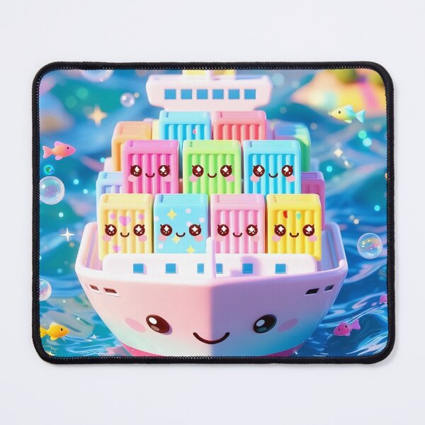 Item preview, Cute Kawaii Container Ship Rainbow Cargo Friends Pastel Art designed and sold by NordseeSteel.