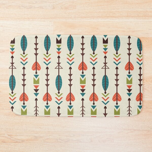 Item preview, Retro 1970s Mod Teal, Olive & Native American Arrow Design designed and sold by RetroMaggie.