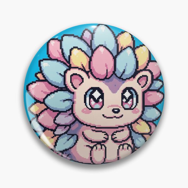 Artikelvorschau, Kawaii Igel Puff – Niedlicher Pixel-Art-Aufkleber entworfen und verkauft von Pixel Girl Aesthetic Studio.