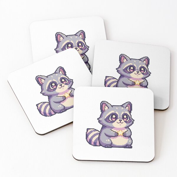Item preview, Kawaii Raccoon Shine – Cute Pixel Art Sticker designed and sold by Pixel Girl Aesthetic Studio.