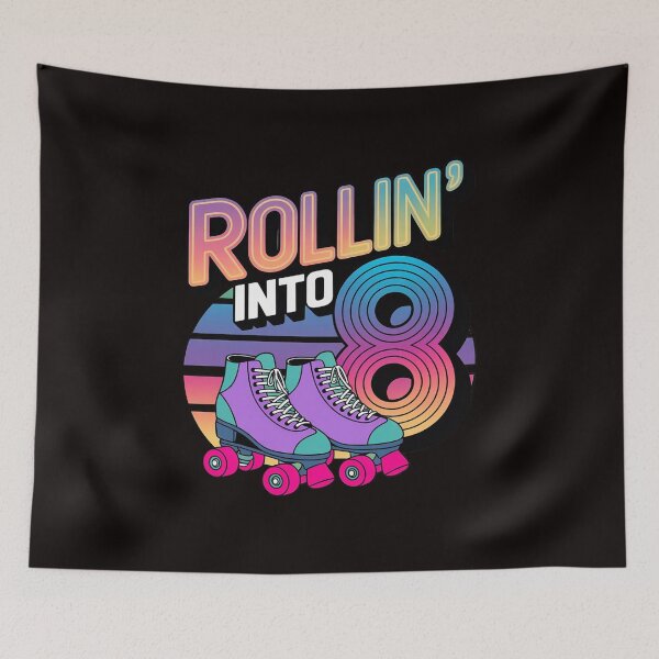 Item preview, Rollin' into 8 Roller Skating Rink 8th Birthday Party Girls designed and sold by MelSurf.