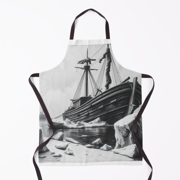 Item preview, Arctic Shipwreck Ghost Ship in Ice - Black and White Art designed and sold by EllDAV777.