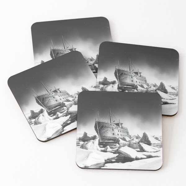 Item preview, Terra Nova Shipwreck in Antarctic Ice - Black and White Art designed and sold by EllDAV777.