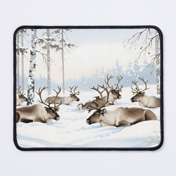 Item preview, Herd of Reindeer Resting in a Snowy Birch Forest Clearing designed and sold by homydesign.