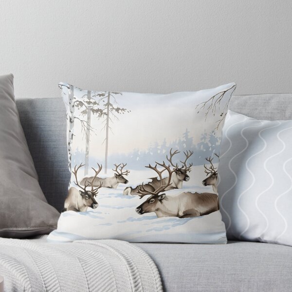 Item preview, Herd of Reindeer Resting in a Snowy Birch Forest Clearing designed and sold by homydesign.