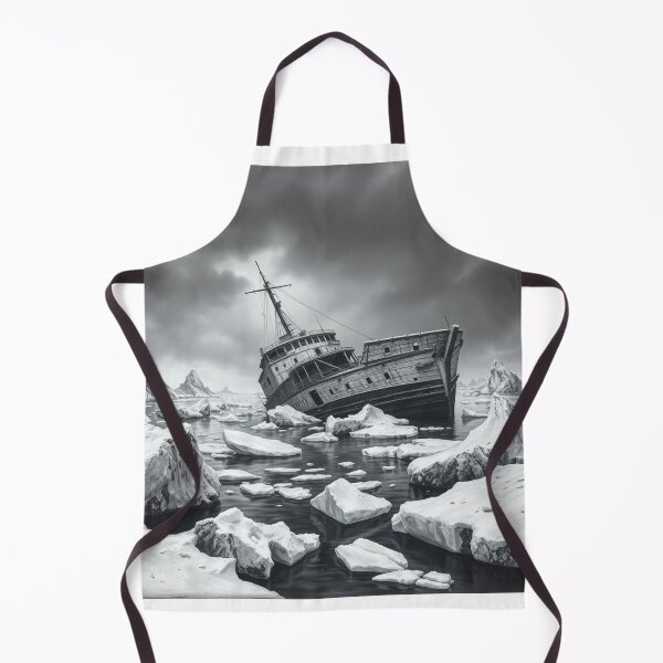 Item preview, "Abandoned Ghost Ship in Arctic Ice - Black and White Drama" designed and sold by EllDAV777.