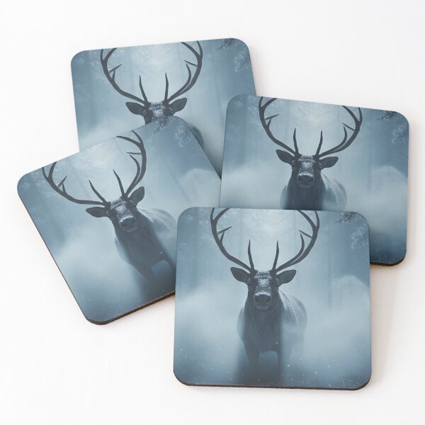 Item preview, A magnificent stag standing in a misty winter forest designed and sold by homydesign.