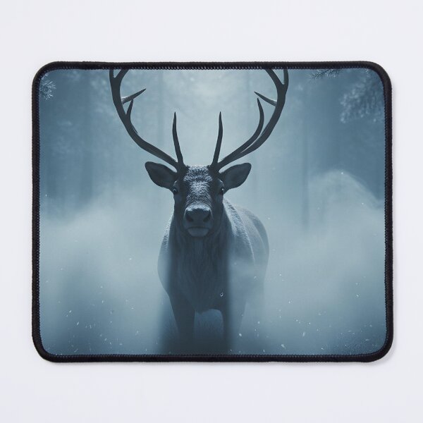 Item preview, A magnificent stag standing in a misty winter forest designed and sold by homydesign.