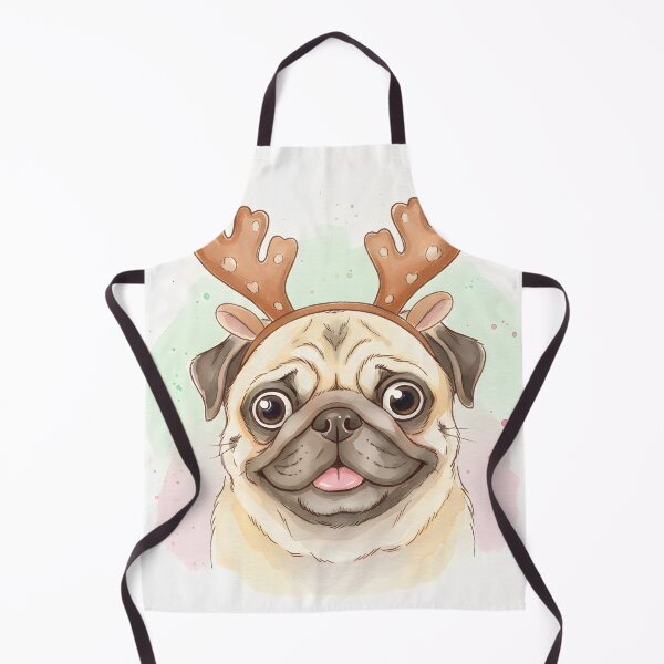 Item preview, Adorable Pug Wearing Christmas Reindeer Antlers Headband designed and sold by homydesign.