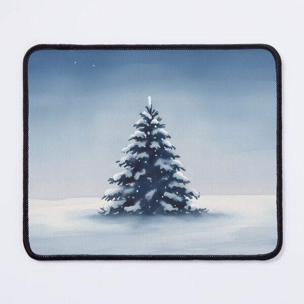 Item preview, Snow-covered evergreen tree in a blue winter landscape designed and sold by homydesign.