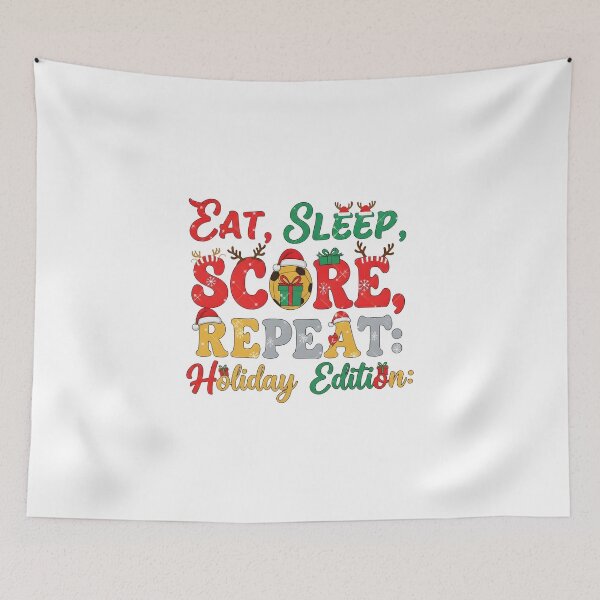 Item preview, Holiday Sports Quote – Eat Sleep Score Repeat designed and sold by Dazzle-Sizzle.