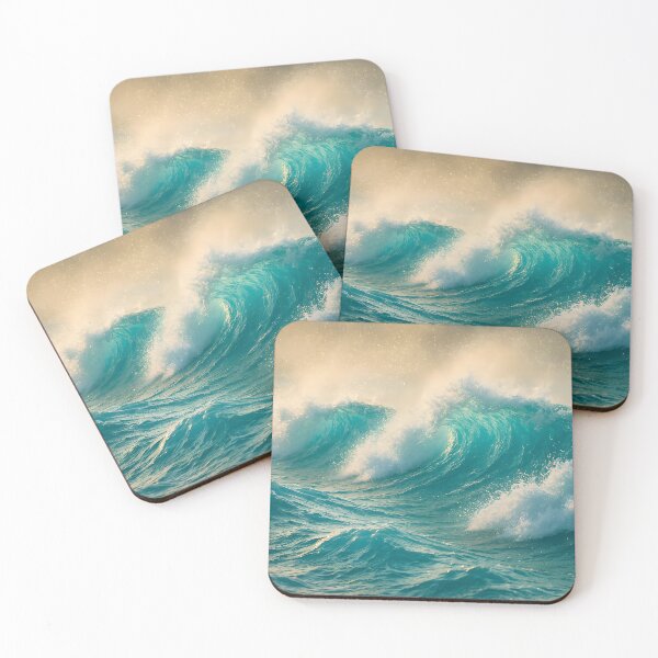 Item preview, Powerful turquoise and blue ocean waves crest and crash with white foam, under a bright, dynamic sky designed and sold by homydesign.