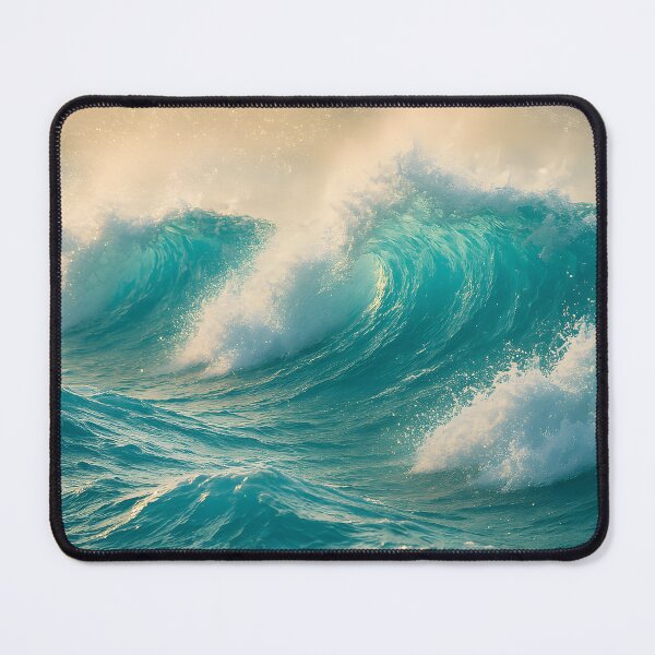Item preview, Powerful turquoise and blue ocean waves crest and crash with white foam, under a bright, dynamic sky designed and sold by homydesign.